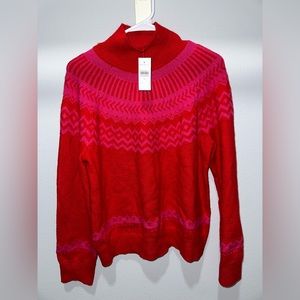 NWT Ann Taylor Fair Isle Funnel Neck Sweater